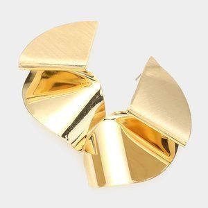 14K Gold Dipped Abstract Hypoallergenic Metal  Statement Earrings
